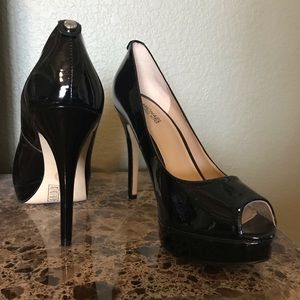 Michael Kors patent leather open toe pumps